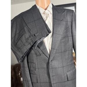 Tom Ford Gray Houndstooth 2Pc Peak Lapel Suit Cashmere 50R EU 40R 35x30 Pants